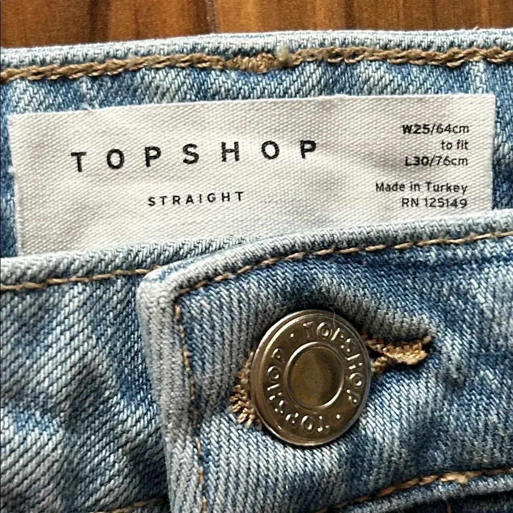 Topshop Light Blue Straight-Leg Capri Jeans